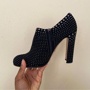 Prada Black Beaded Boot Heels